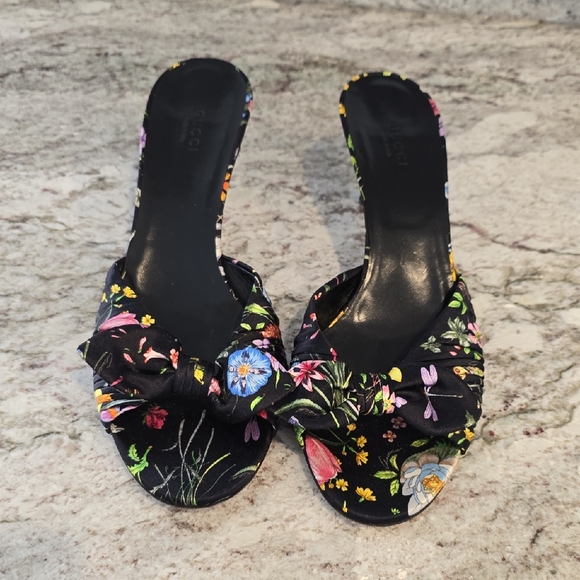 Gucci Shoes - Gucci Black Floral Women's Mules